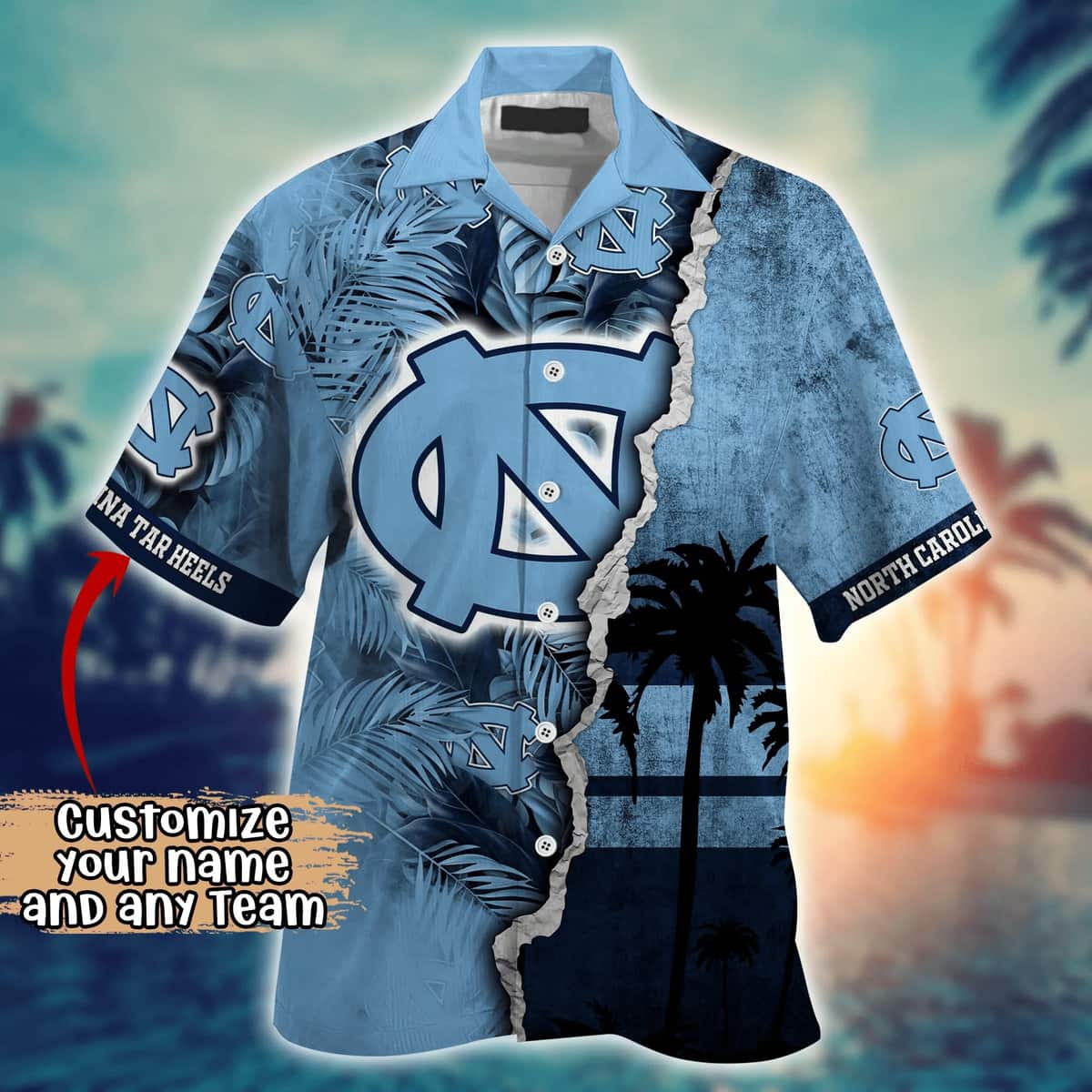 Summer Aloha NCAA North Carolina Tar Heels Hawaiian Shirt Custom Name Summer Gift For Friend Summer Aloha NCAA North Carolina Tar Heels Hawaiian Shirt Custom Name Summer Gift For Friend