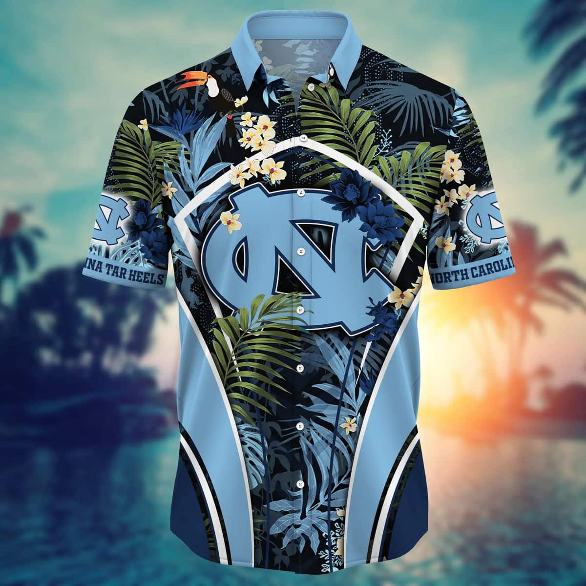 NCAA North Carolina Tar Heels Hawaiian Shirt Palm Leaves Pattern Practical Beach Gift NCAA North Carolina Tar Heels Hawaiian Shirt Palm Leaves Pattern Practical Beach Gift