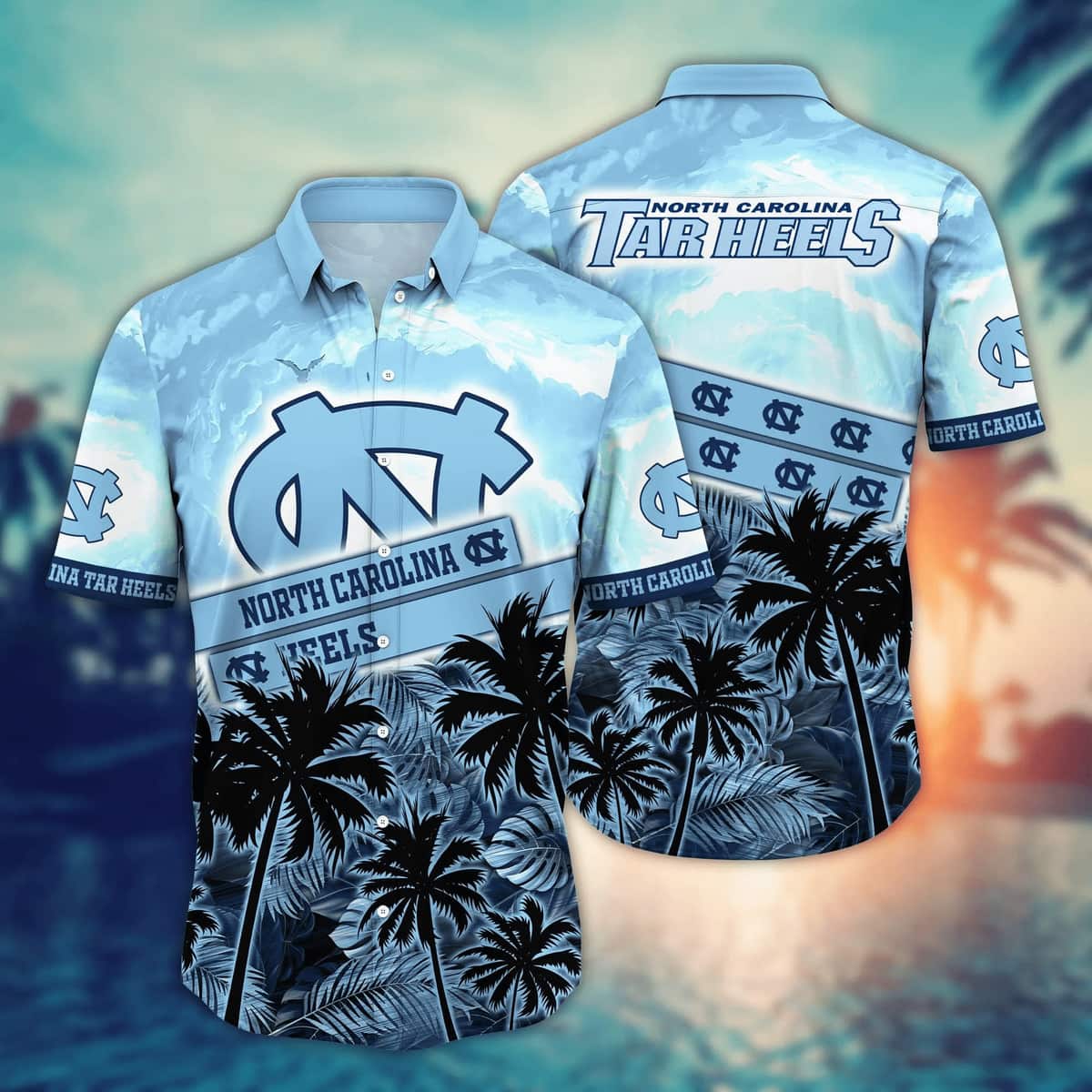 Vintage Aloha NCAA North Carolina Tar Heels Hawaiian Shirt Palm Trees Pattern Vintage Aloha NCAA North Carolina Tar Heels Hawaiian Shirt Palm Trees Pattern
