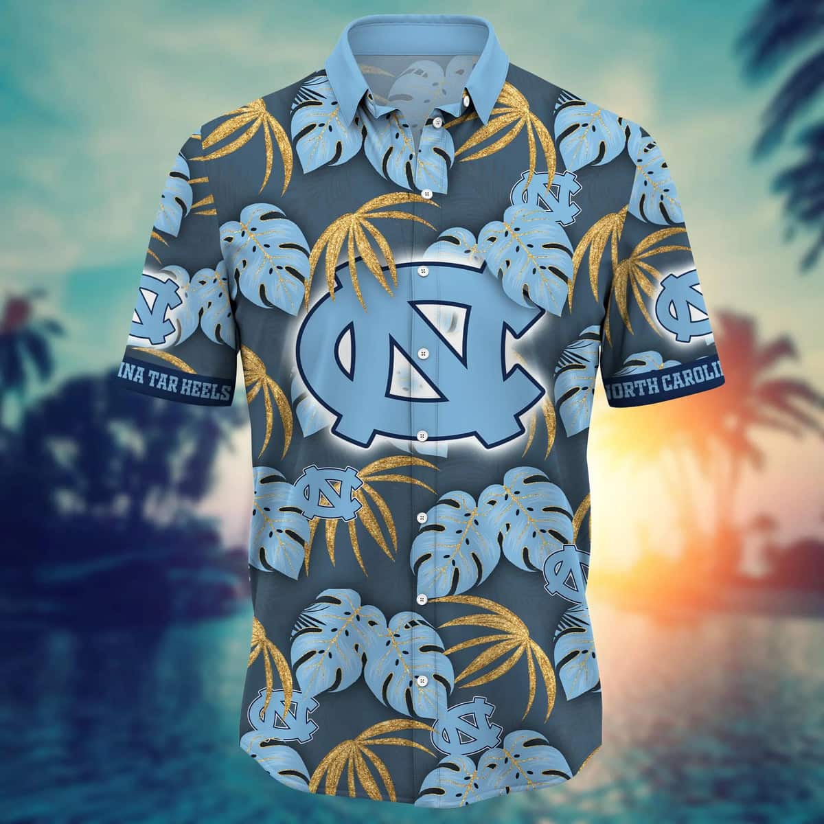 NCAA North Carolina Tar Heels Hawaiian Shirt Palm Leaves Pattern Beach Gift For Friend NCAA North Carolina Tar Heels Hawaiian Shirt Palm Leaves Pattern Beach Gift For Friend