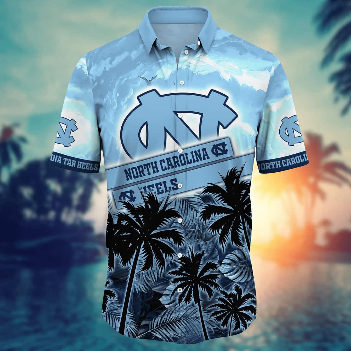 Vintage Aloha NCAA North Carolina Tar Heels Hawaiian Shirt Palm Trees Pattern Vintage Aloha NCAA North Carolina Tar Heels Hawaiian Shirt Palm Trees Pattern