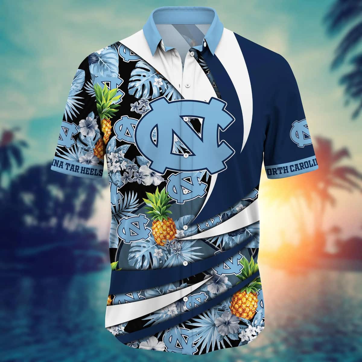 NCAA North Carolina Tar Heels Hawaiian Shirt Pineapple Pattern NCAA North Carolina Tar Heels Hawaiian Shirt Pineapple Pattern
