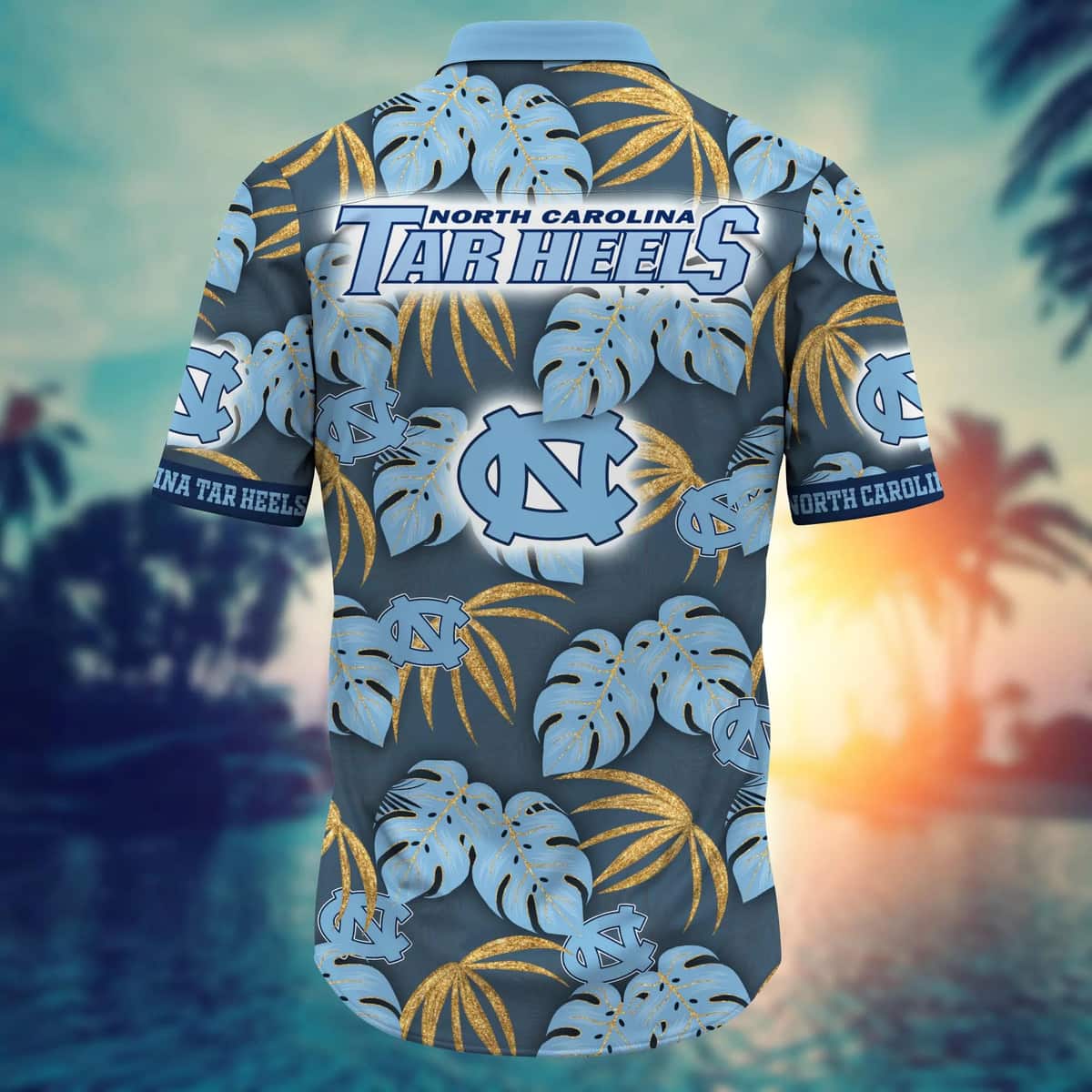 NCAA North Carolina Tar Heels Hawaiian Shirt Palm Leaves Pattern NCAA North Carolina Tar Heels Hawaiian Shirt Palm Leaves Pattern