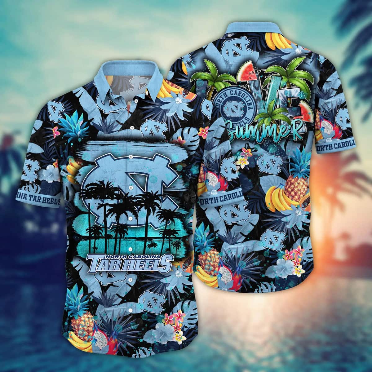 Summer Aloha NCAA North Carolina Tar Heels Hawaiian Shirt Tropical Fruit Pattern Summer Aloha NCAA North Carolina Tar Heels Hawaiian Shirt Tropical Fruit Pattern