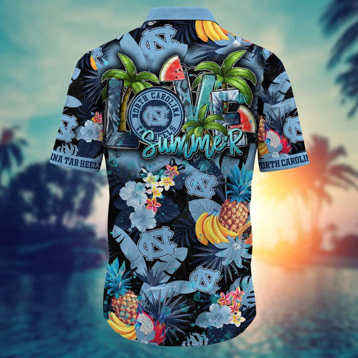 Summer Aloha NCAA North Carolina Tar Heels Hawaiian Shirt Tropical Fruit Pattern Summer Aloha NCAA North Carolina Tar Heels Hawaiian Shirt Tropical Fruit Pattern