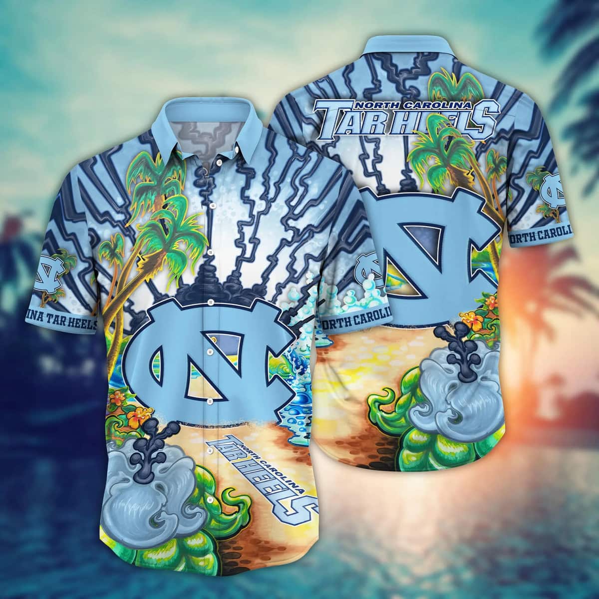 North Carolina Tar Heels NCAA Hawaiian Shirt Beach Gift For Him North Carolina Tar Heels NCAA Hawaiian Shirt Beach Gift For Him
