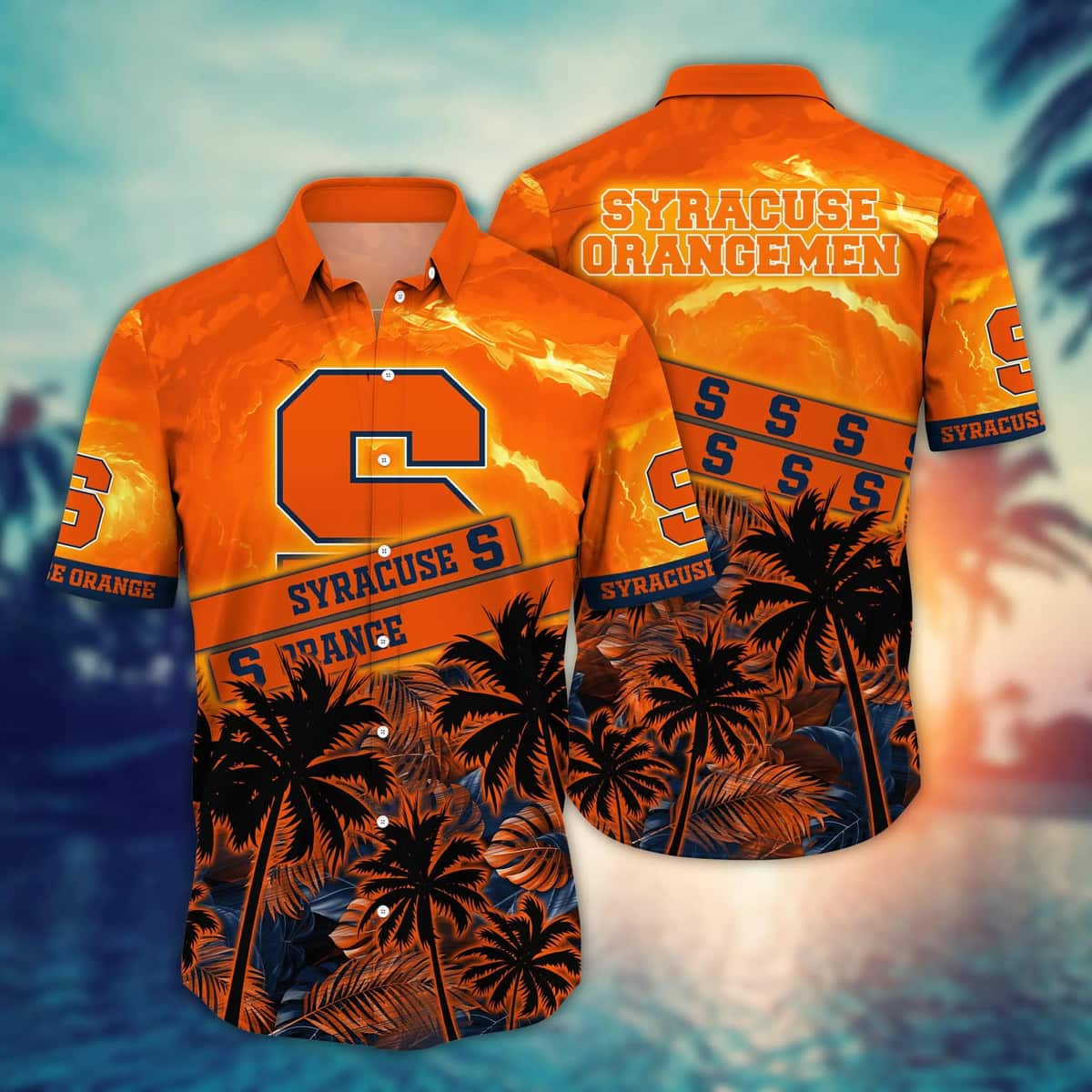 Vintage NCAA Syracuse Orange Hawaiian Shirt Gift For Beach Lovers