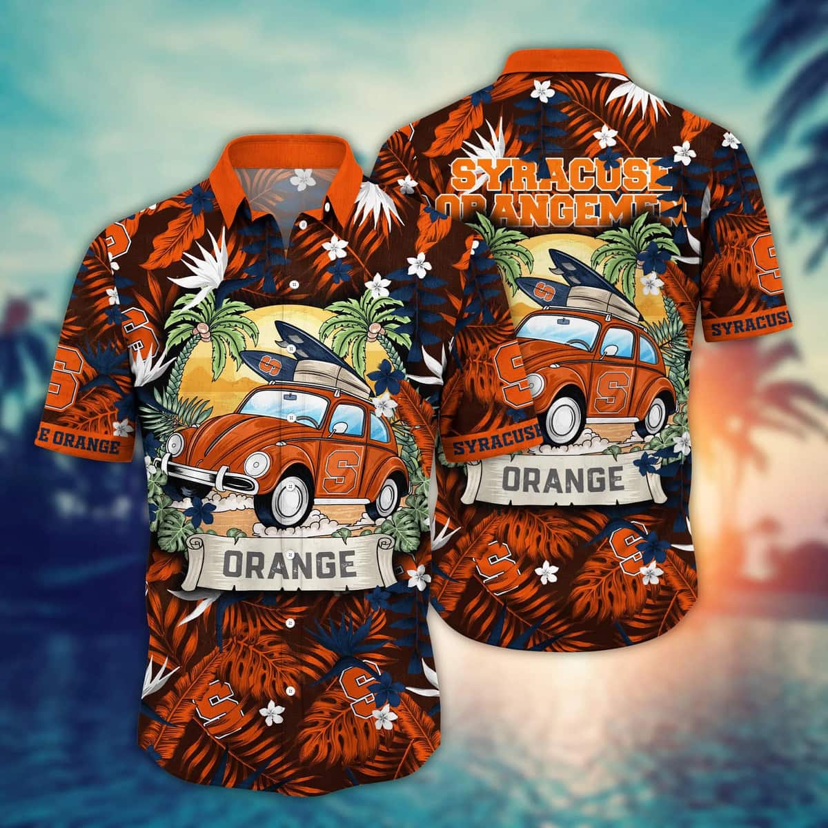 Summer Aloha NCAA Syracuse Orange Hawaiian Shirt Tropical Palm Leaves Gift For Beach Lovers
