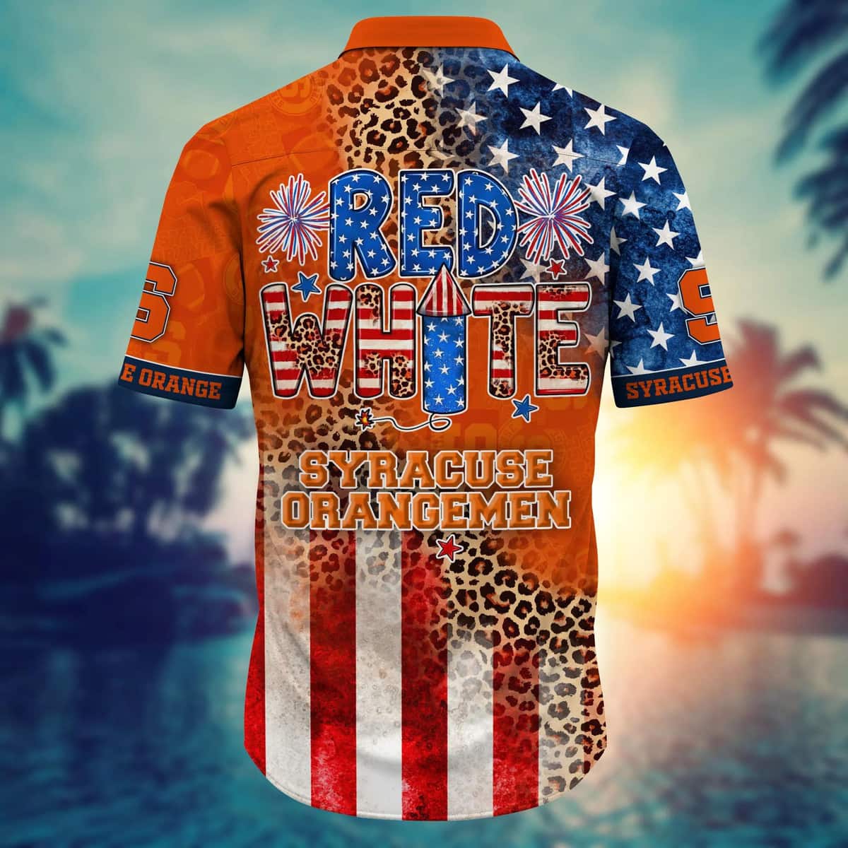 NCAA Syracuse Orange Hawaiian Shirt Fireworks Independence Day Beach Lovers Gift NCAA Syracuse Orange Hawaiian Shirt Fireworks Independence Day Beach Lovers Gift