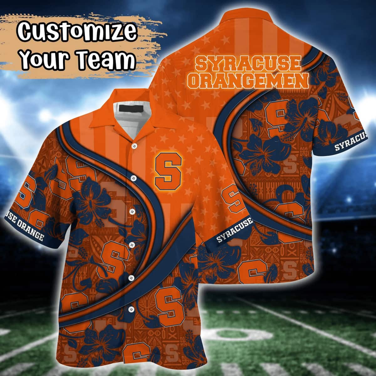 Summer Aloha NCAA Syracuse Orange Hawaiian Shirt Custom Name Beach Lovers Gift