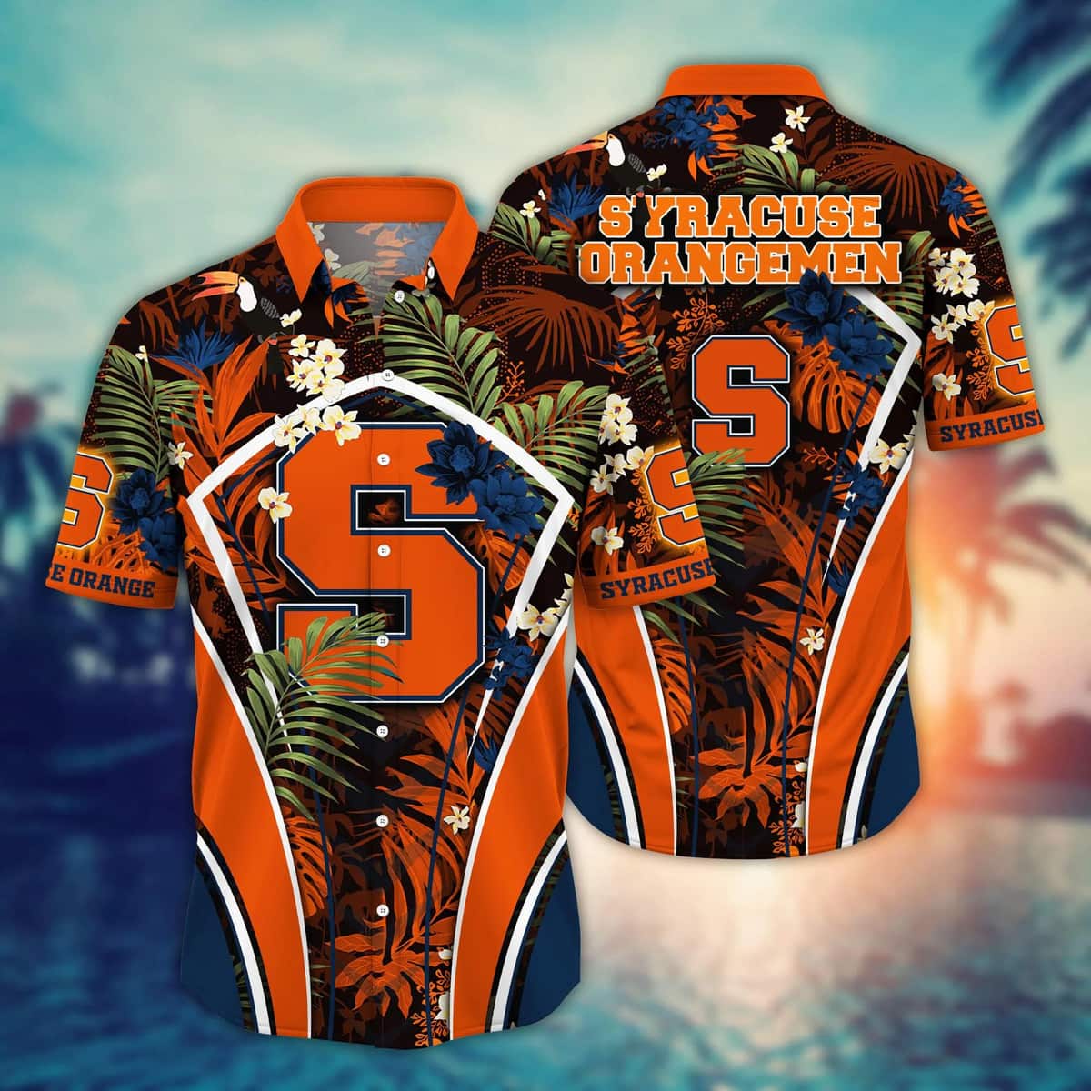 Summer Aloha NCAA Syracuse Orange Hawaiian Shirt Tropical Palm Leaves Beach Lovers Gift