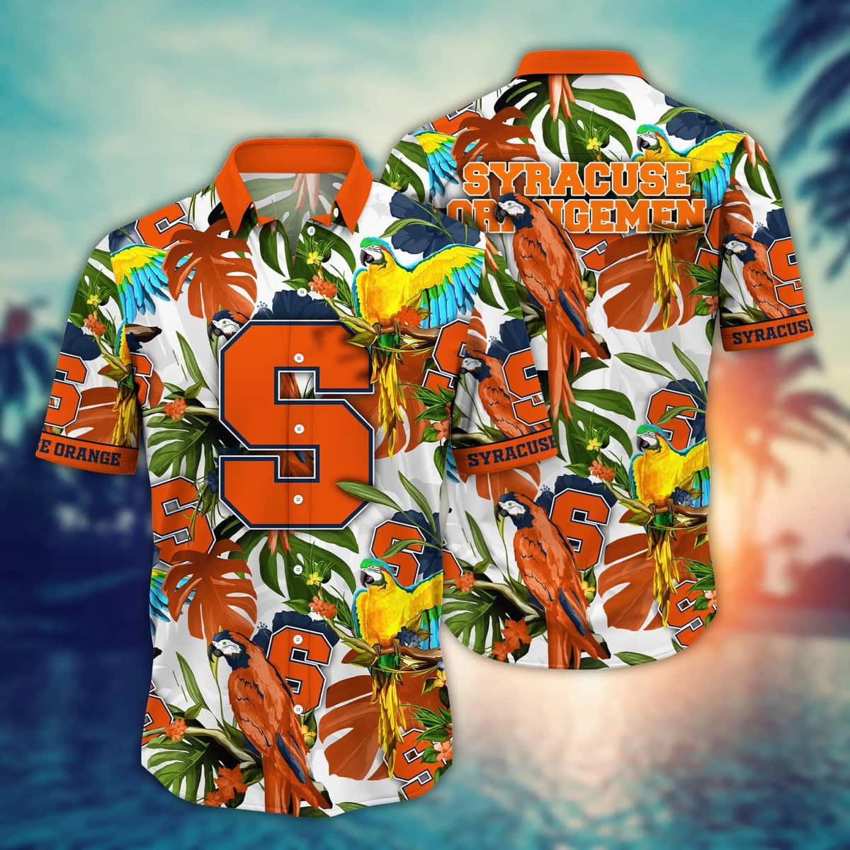 Tropical Aloha NCAA Syracuse Orange Hawaiian Shirt Birds And Palm Leaves