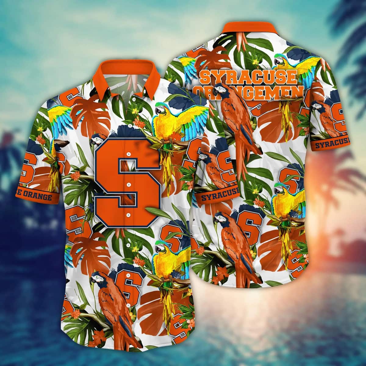 Summer Aloha NCAA Syracuse Orange Hawaiian Shirt Birds And Palm Leaves Summer Aloha NCAA Syracuse Orange Hawaiian Shirt Birds And Palm Leaves