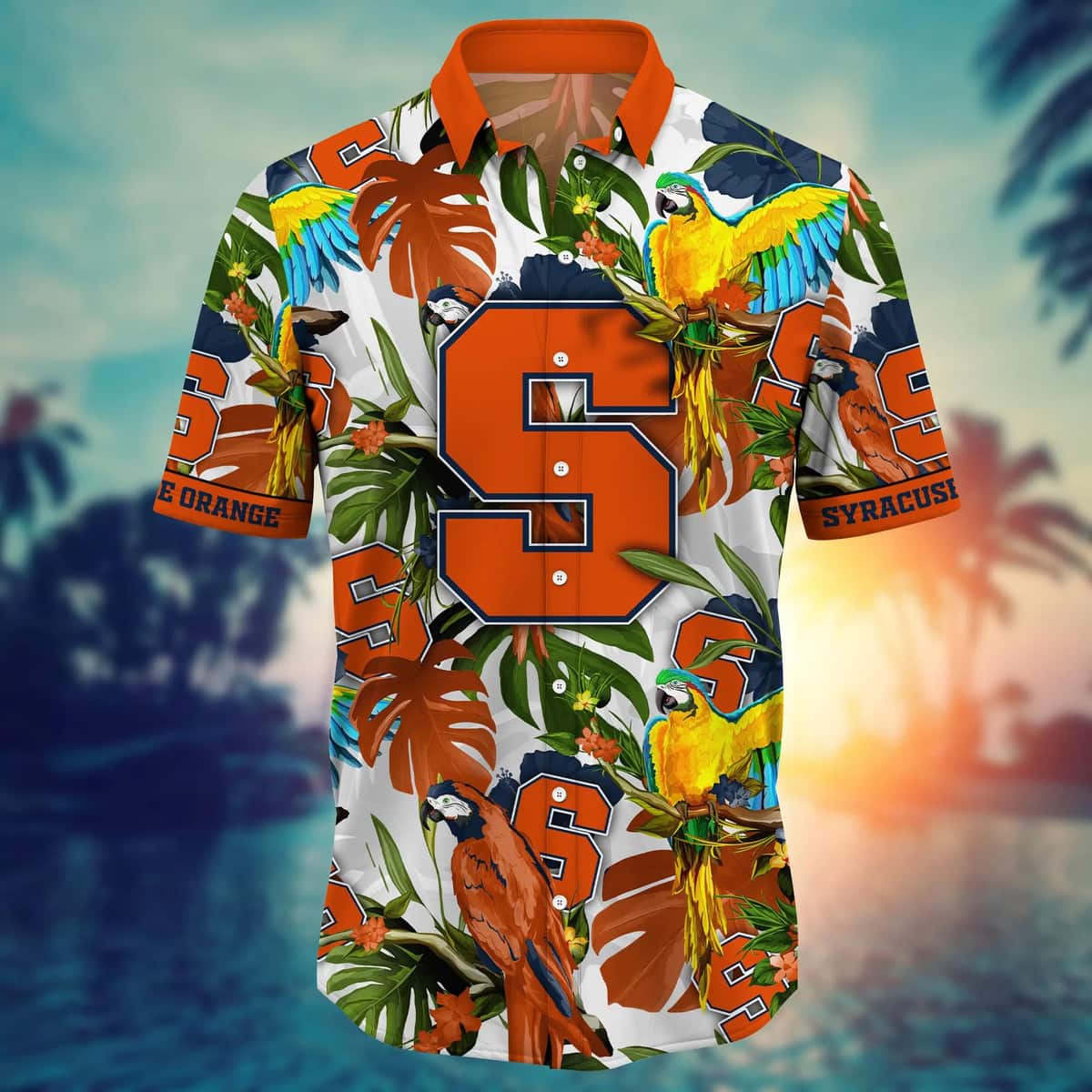 Summer Aloha NCAA Syracuse Orange Hawaiian Shirt Birds And Palm Leaves Summer Aloha NCAA Syracuse Orange Hawaiian Shirt Birds And Palm Leaves
