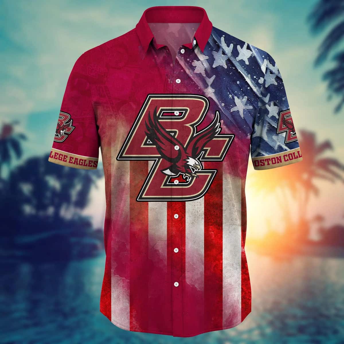 NCAA Boston College Eagles Hawaiian Shirt Happy 4th Of July Independence Day NCAA Boston College Eagles Hawaiian Shirt Happy 4th Of July Independence Day