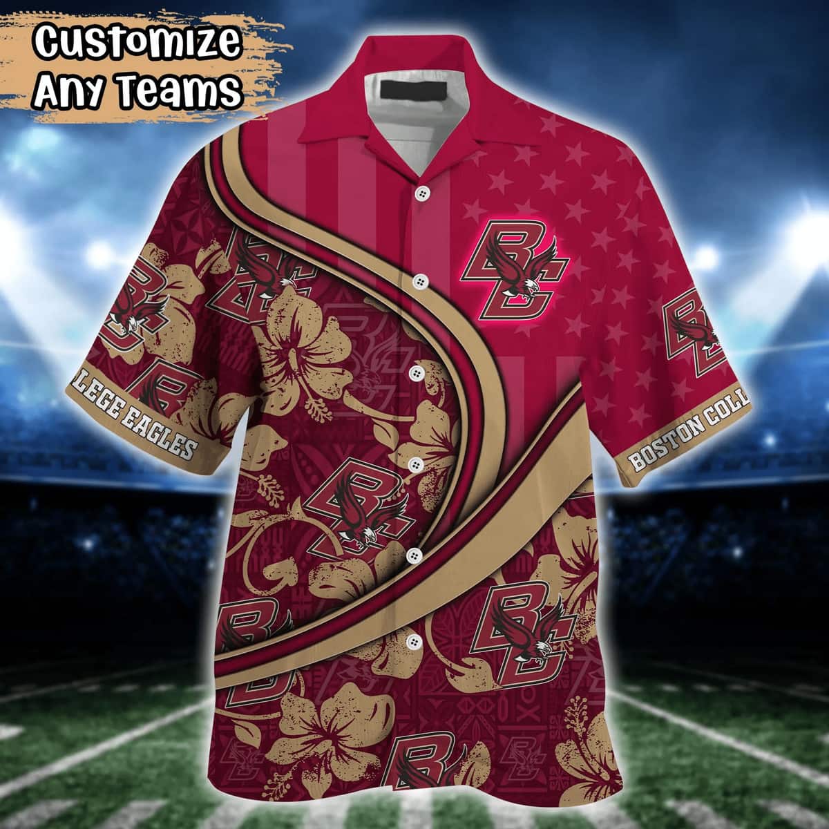 NCAA Boston College Eagles Hawaiian Shirt Custom Name Gift For Beach Lovers NCAA Boston College Eagles Hawaiian Shirt Custom Name Gift For Beach Lovers