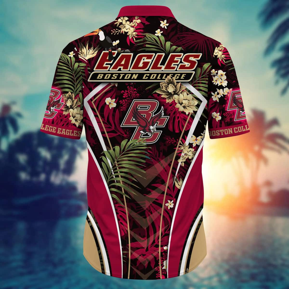 NCAA Boston College Eagles Hawaiian Shirt Palm Leaves Pattern NCAA Boston College Eagles Hawaiian Shirt Palm Leaves Pattern