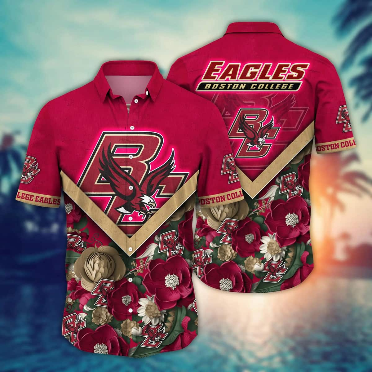 Floral Aloha NCAA Boston College Eagles Hawaiian Shirt Beach Gift For Friend