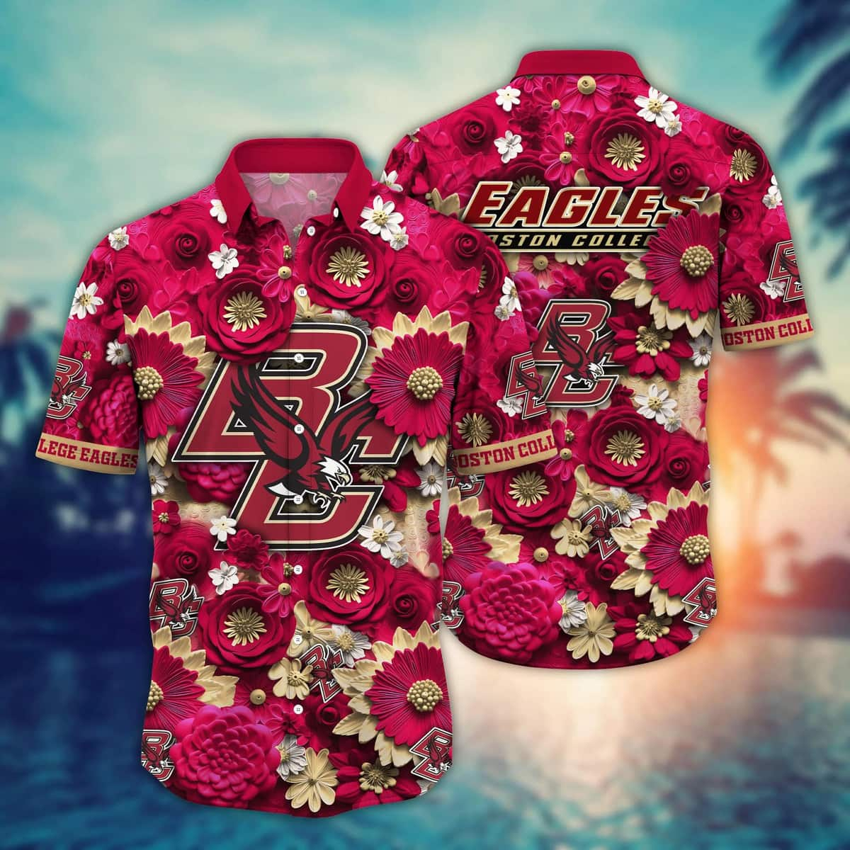 Floral Aloha NCAA Boston College Eagles Hawaiian Shirt Practical Beach Gift