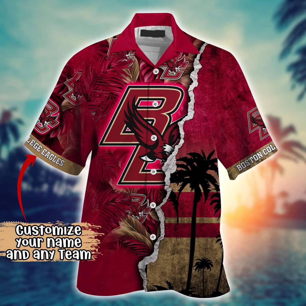 Vintage Aloha NCAA Boston College Eagles Hawaiian Shirt Custom Name Beach Gift For Him Vintage Aloha NCAA Boston College Eagles Hawaiian Shirt Custom Name Beach Gift For Him