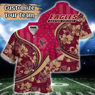 NCAA Boston College Eagles Hawaiian Shirt Custom Name Best Beach Gift NCAA Boston College Eagles Hawaiian Shirt Custom Name Best Beach Gift