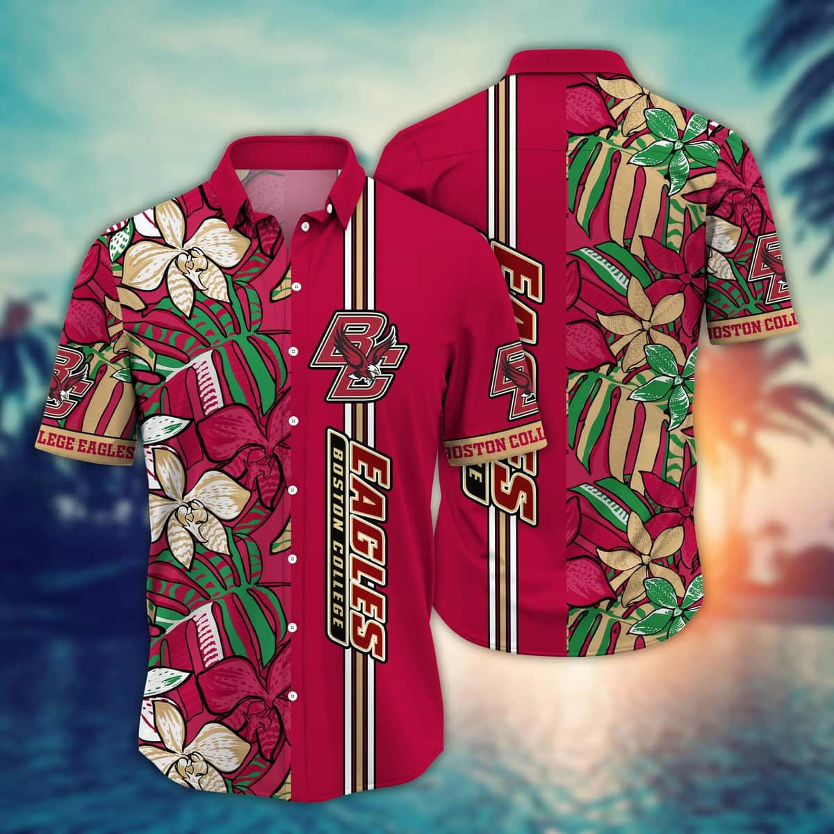 Red Aloha NCAA Boston College Eagles Hawaiian Shirt Best Beach Gift