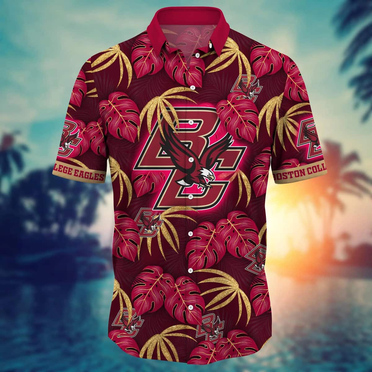 NCAA Boston College Eagles Hawaiian Shirt Palm Leaves Pattern Beach Lovers Gift NCAA Boston College Eagles Hawaiian Shirt Palm Leaves Pattern Beach Lovers Gift