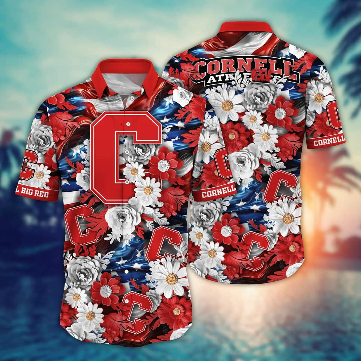 Floral Aloha NCAA Cornell Big Red Hawaiian Shirt Independence Day Gift For Beach Lovers