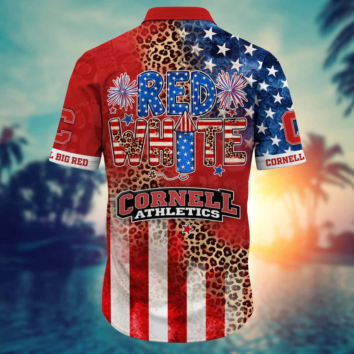 NCAA Cornell Big Red Hawaiian Shirt Fireworks Independence Day Beach Lovers Gift NCAA Cornell Big Red Hawaiian Shirt Fireworks Independence Day Beach Lovers Gift