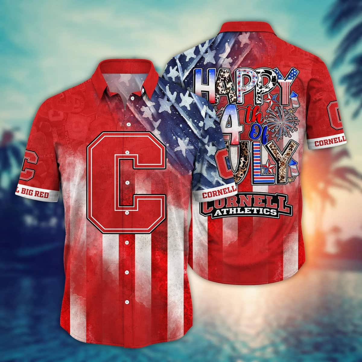 NCAA Cornell Big Red Hawaiian Shirt Independence Day Happy 4th Of July