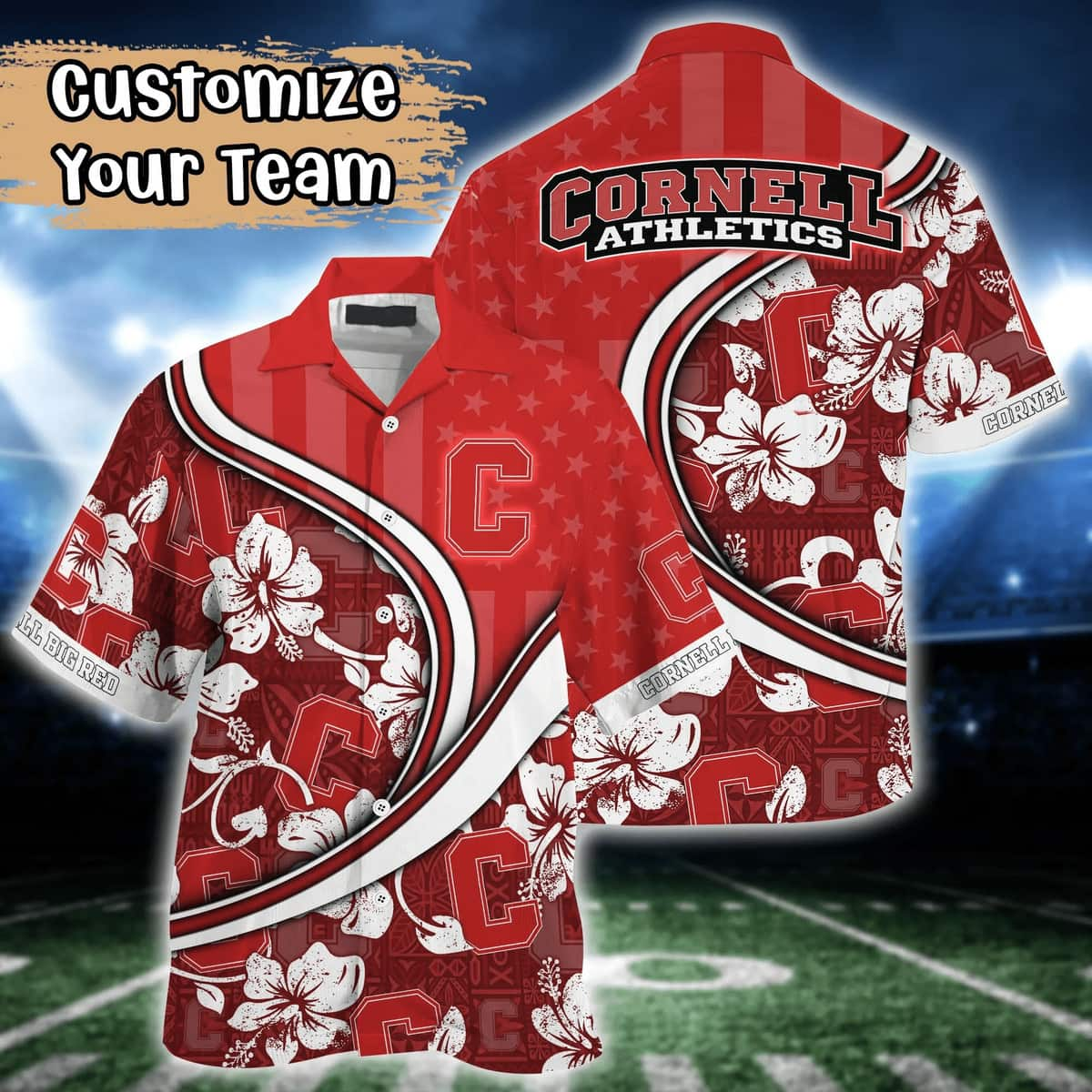 Floral Aloha NCAA Cornell Big Red Hawaiian Shirt Custom Name Summer Holiday Gift