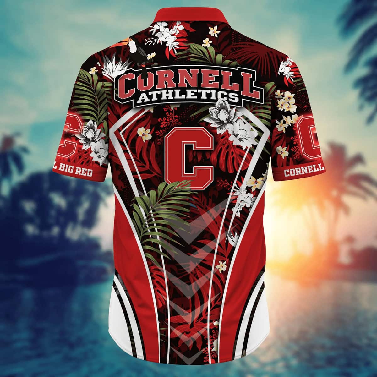 Tropical Aloha NCAA Cornell Big Red Hawaiian Shirt Palm Leaves Pattern Tropical Aloha NCAA Cornell Big Red Hawaiian Shirt Palm Leaves Pattern