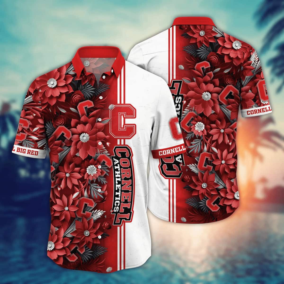 Floral Aloha NCAA Cornell Big Red Hawaiian Shirt Beach Gift For Friend