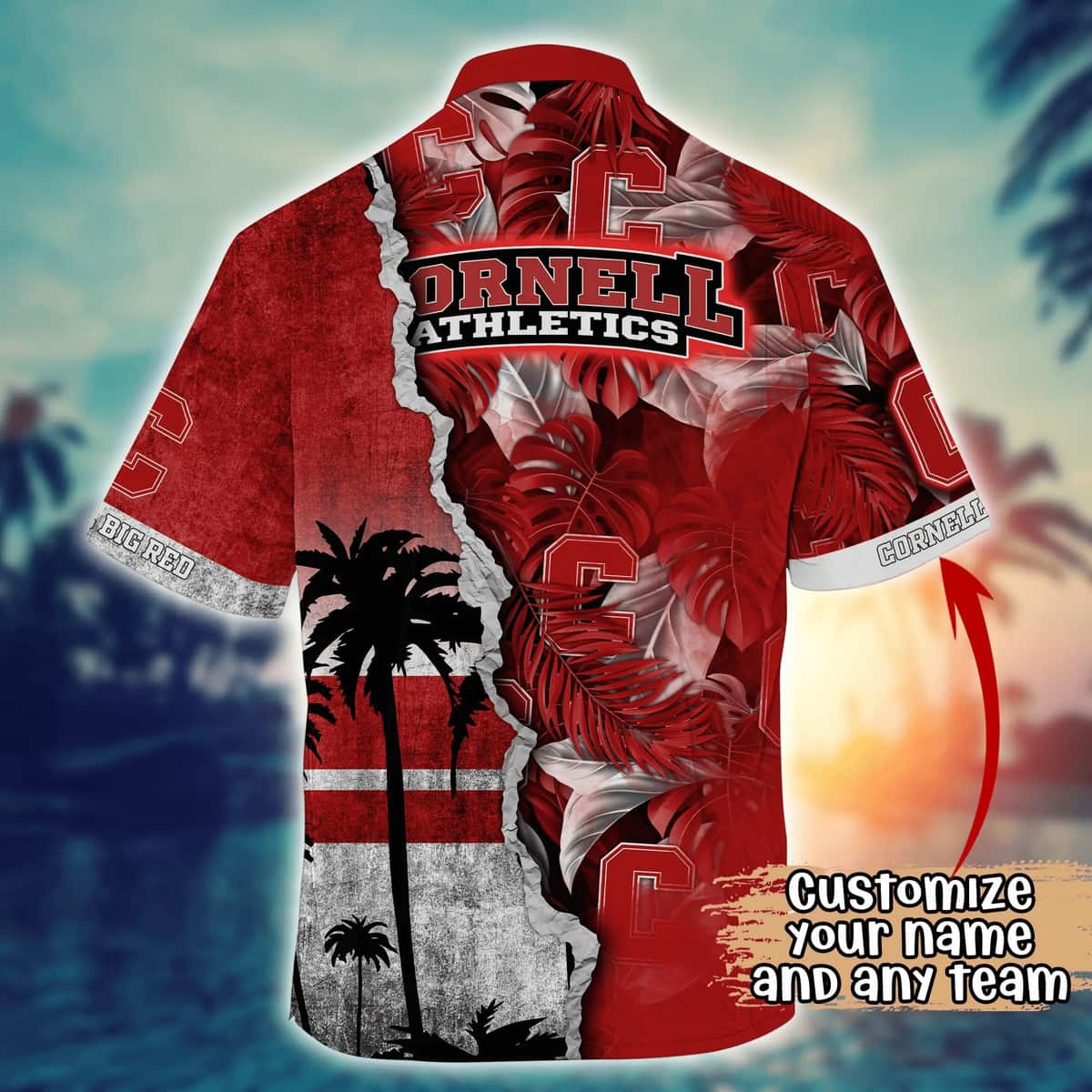 NCAA Cornell Big Red Hawaiian Shirt Custom Name Beach Gift For Him NCAA Cornell Big Red Hawaiian Shirt Custom Name Beach Gift For Him