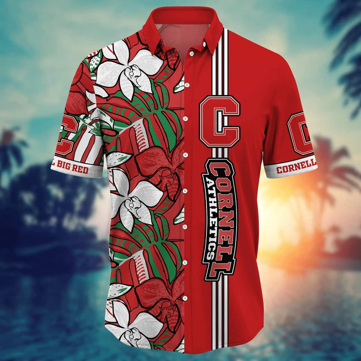 Red Aloha NCAA Cornell Big Red Hawaiian Shirt Beach Gift For Friend Red Aloha NCAA Cornell Big Red Hawaiian Shirt Beach Gift For Friend