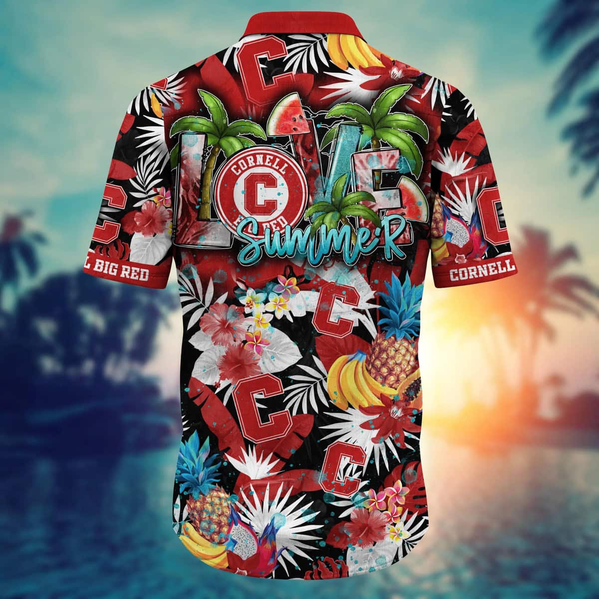 Summer Aloha NCAA Cornell Big Red Hawaiian Shirt Tropical Fruit Pattern Practical Beach Gift Summer Aloha NCAA Cornell Big Red Hawaiian Shirt Tropical Fruit Pattern Practical Beach Gift