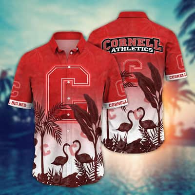 NCAA Cornell Big Red Hawaiian Shirt Flamingos And Palm Trees NCAA Cornell Big Red Hawaiian Shirt Flamingos And Palm Trees
