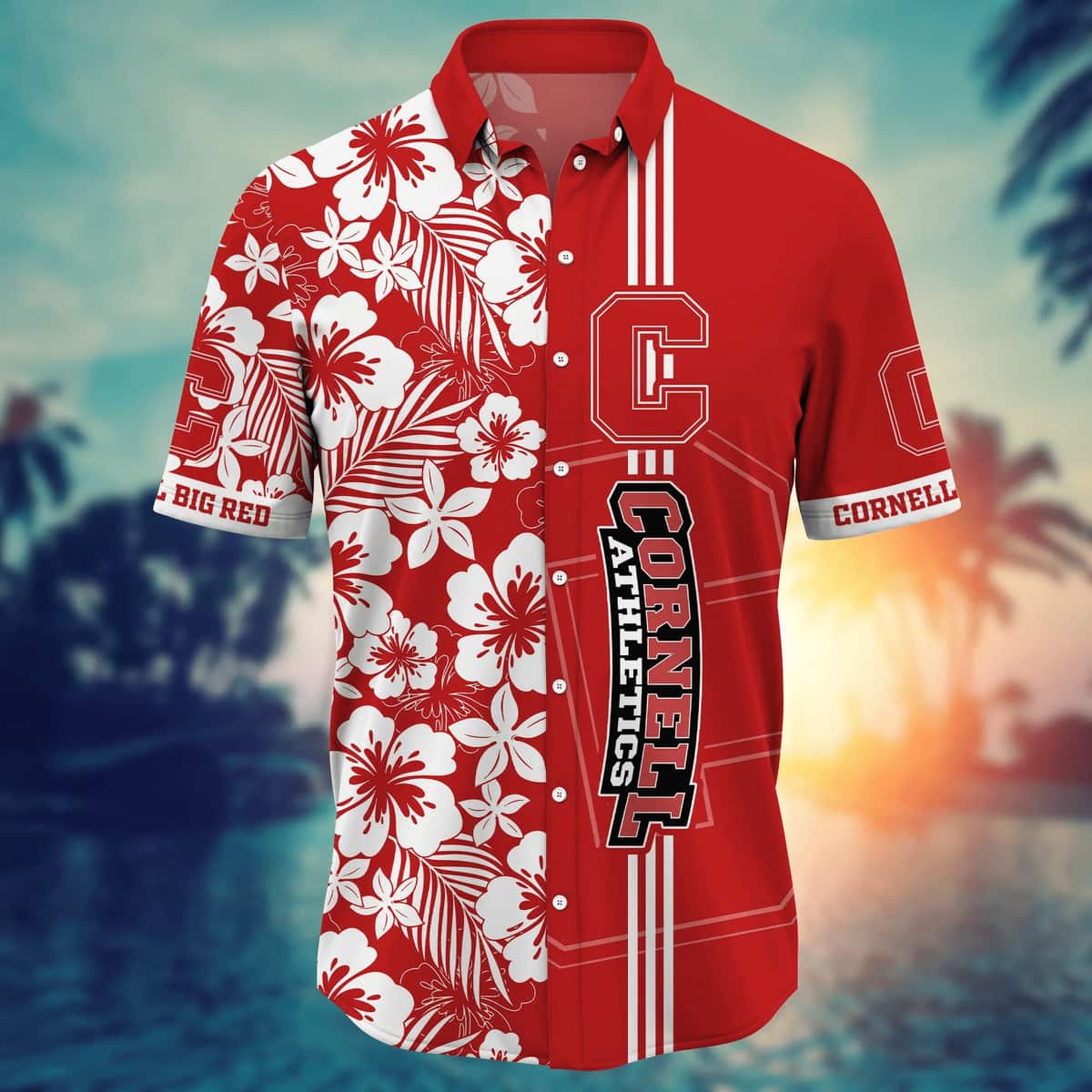 NCAA Cornell Big Red Hawaiian Shirt Floral Aloha Beach Gift For Friend NCAA Cornell Big Red Hawaiian Shirt Floral Aloha Beach Gift For Friend