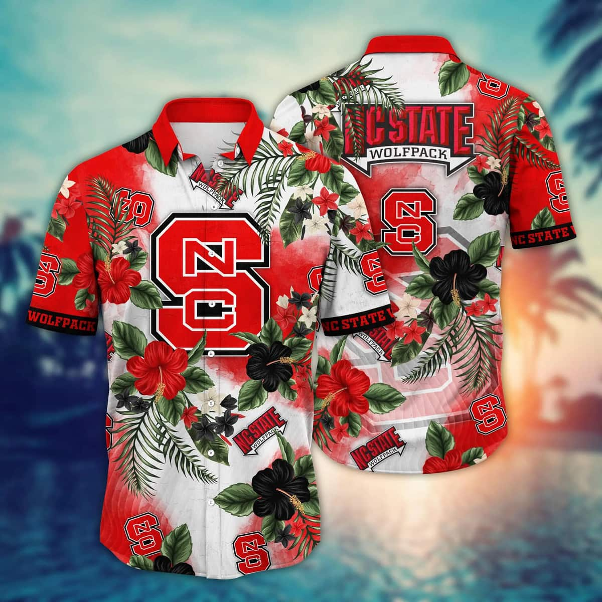 NCAA NC State Wolfpack Hawaiian Shirt Hibiscus Flowers Pattern