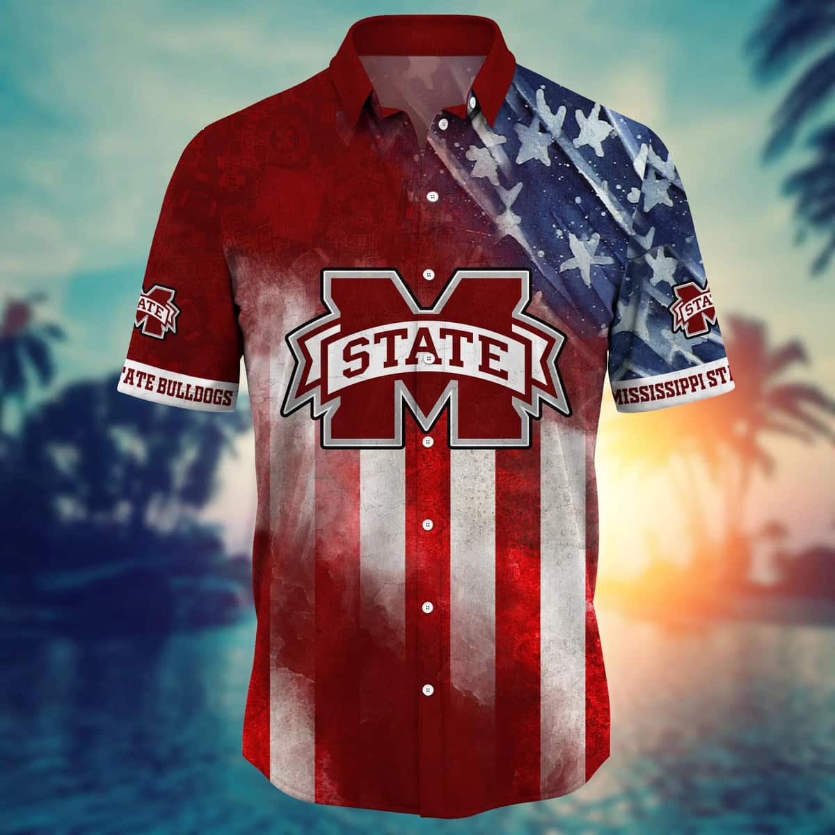 NCAA Mississippi State Bulldogs Hawaiian Shirt Independence Day Happy 4th Of July NCAA Mississippi State Bulldogs Hawaiian Shirt Independence Day Happy 4th Of July