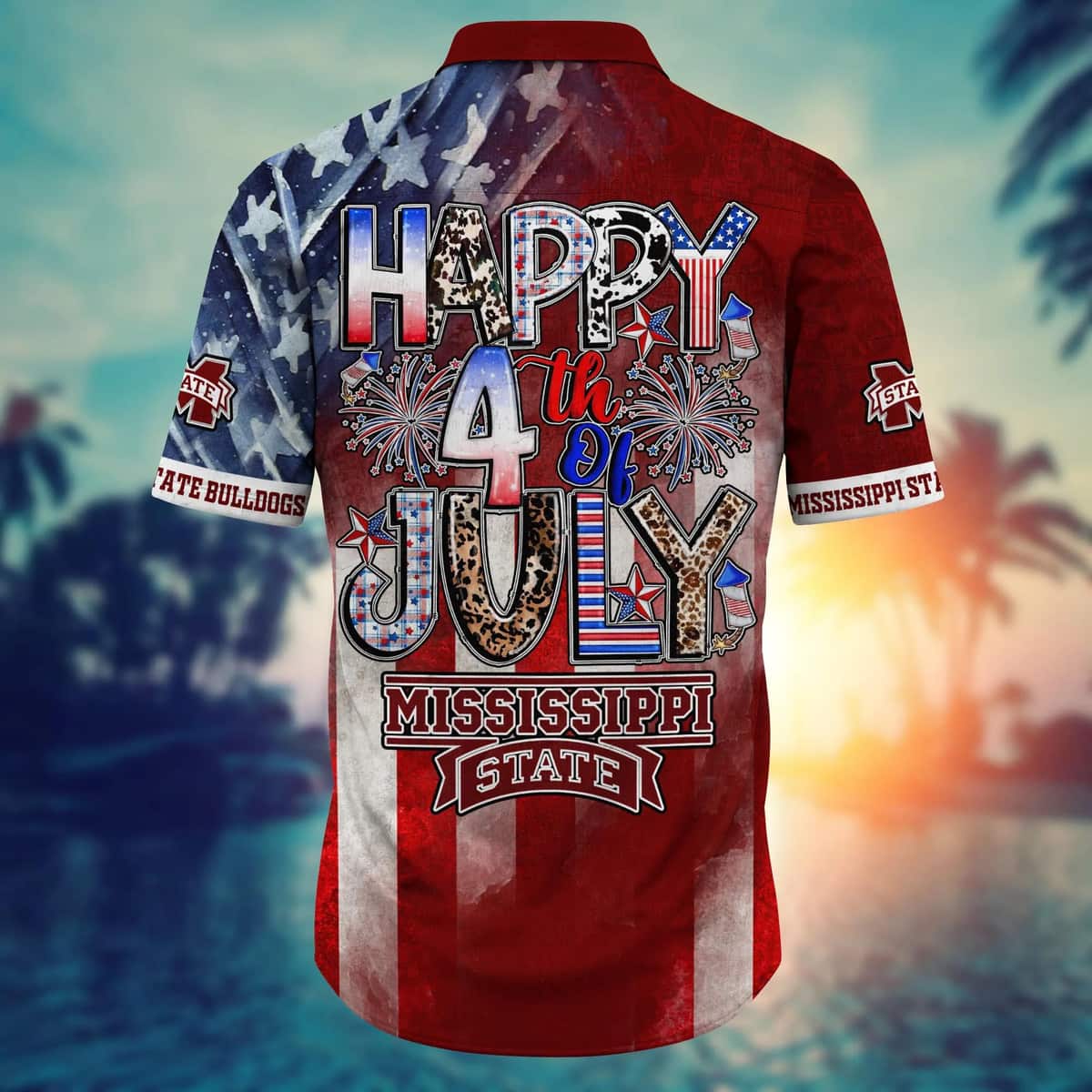 NCAA Mississippi State Bulldogs Hawaiian Shirt Independence Day Happy 4th Of July NCAA Mississippi State Bulldogs Hawaiian Shirt Independence Day Happy 4th Of July