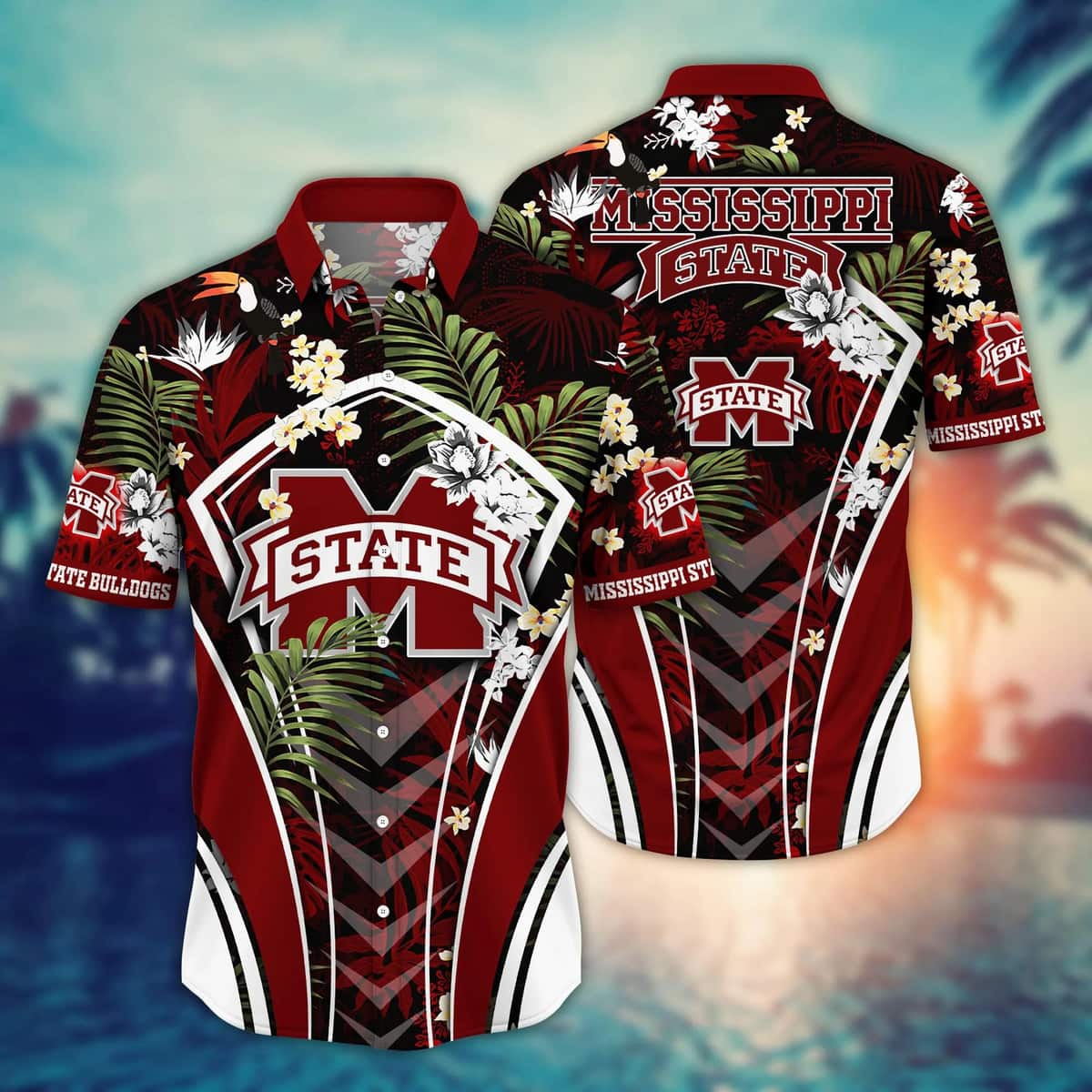 NCAA Mississippi State Bulldogs Hawaiian Shirt Tropical Palm Leaves Beach Lovers Gift NCAA Mississippi State Bulldogs Hawaiian Shirt Tropical Palm Leaves Beach Lovers Gift