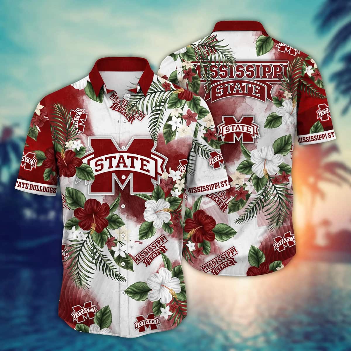 Floral Aloha NCAA Mississippi State Bulldogs Hawaiian Shirt Hibiscus Flowers Pattern Floral Aloha NCAA Mississippi State Bulldogs Hawaiian Shirt Hibiscus Flowers Pattern