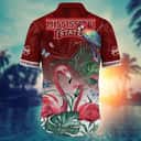 NCAA Mississippi State Bulldogs Hawaiian Shirt Pink Flamingo And Palm Leaves Beach Gift For Him