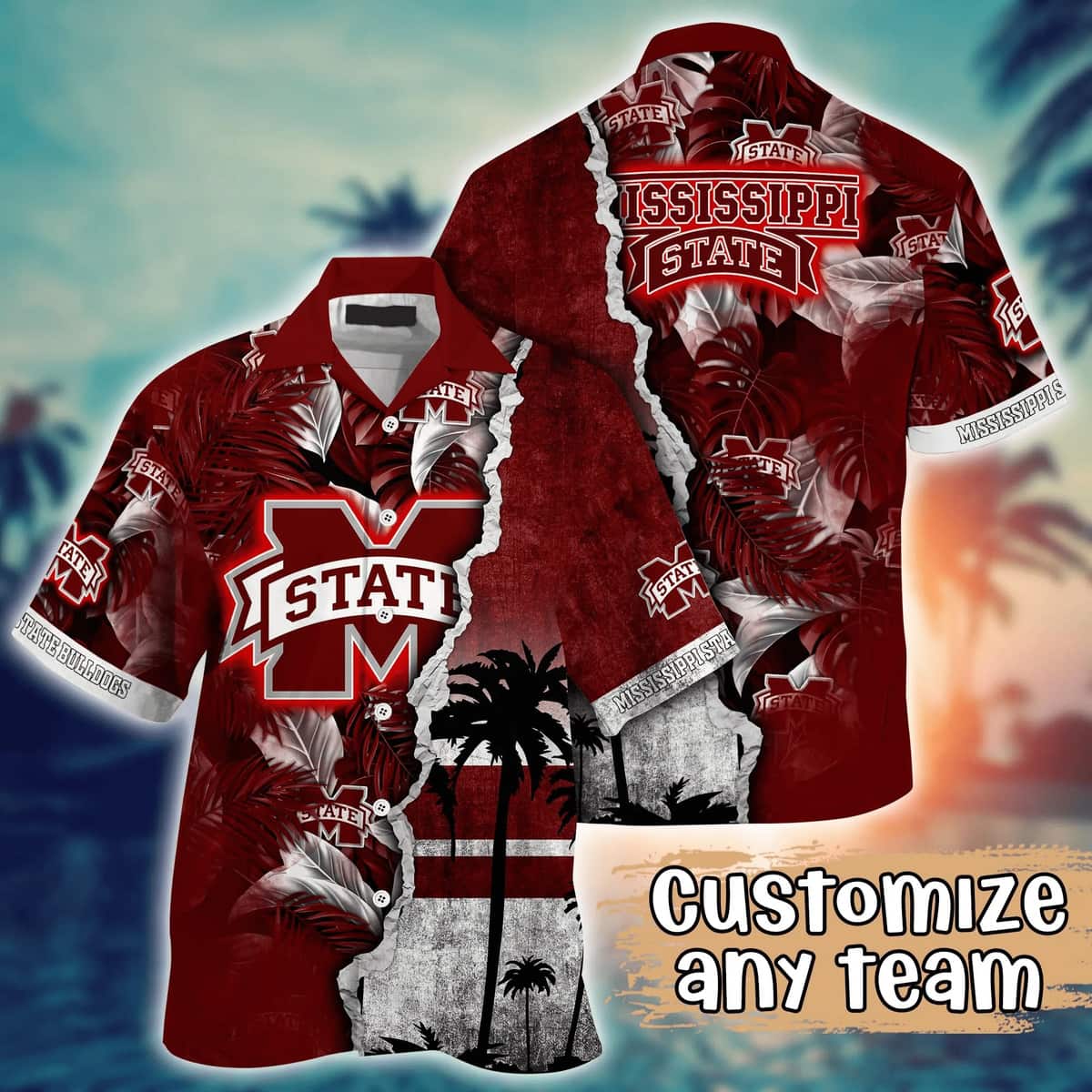 Vintage Aloha NCAA Mississippi State Bulldogs Hawaiian Shirt Custom Name Beach Gift For Dad Vintage Aloha NCAA Mississippi State Bulldogs Hawaiian Shirt Custom Name Beach Gift For Dad