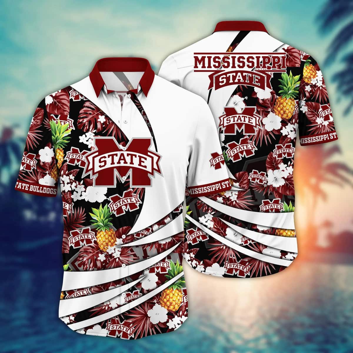 NCAA Mississippi State Bulldogs Hawaiian Shirt Pineapple Pattern Gift For Summer Holiday NCAA Mississippi State Bulldogs Hawaiian Shirt Pineapple Pattern Gift For Summer Holiday