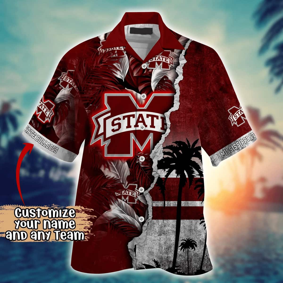 Vintage Aloha NCAA Mississippi State Bulldogs Hawaiian Shirt Custom Name Beach Gift For Dad