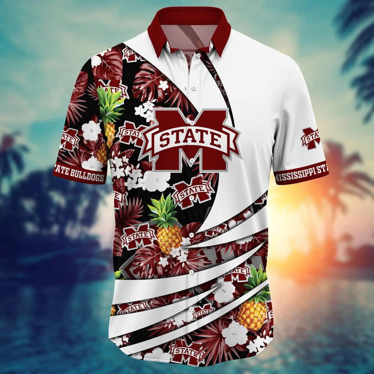 NCAA Mississippi State Bulldogs Hawaiian Shirt Pineapple Pattern Gift For Summer Holiday NCAA Mississippi State Bulldogs Hawaiian Shirt Pineapple Pattern Gift For Summer Holiday