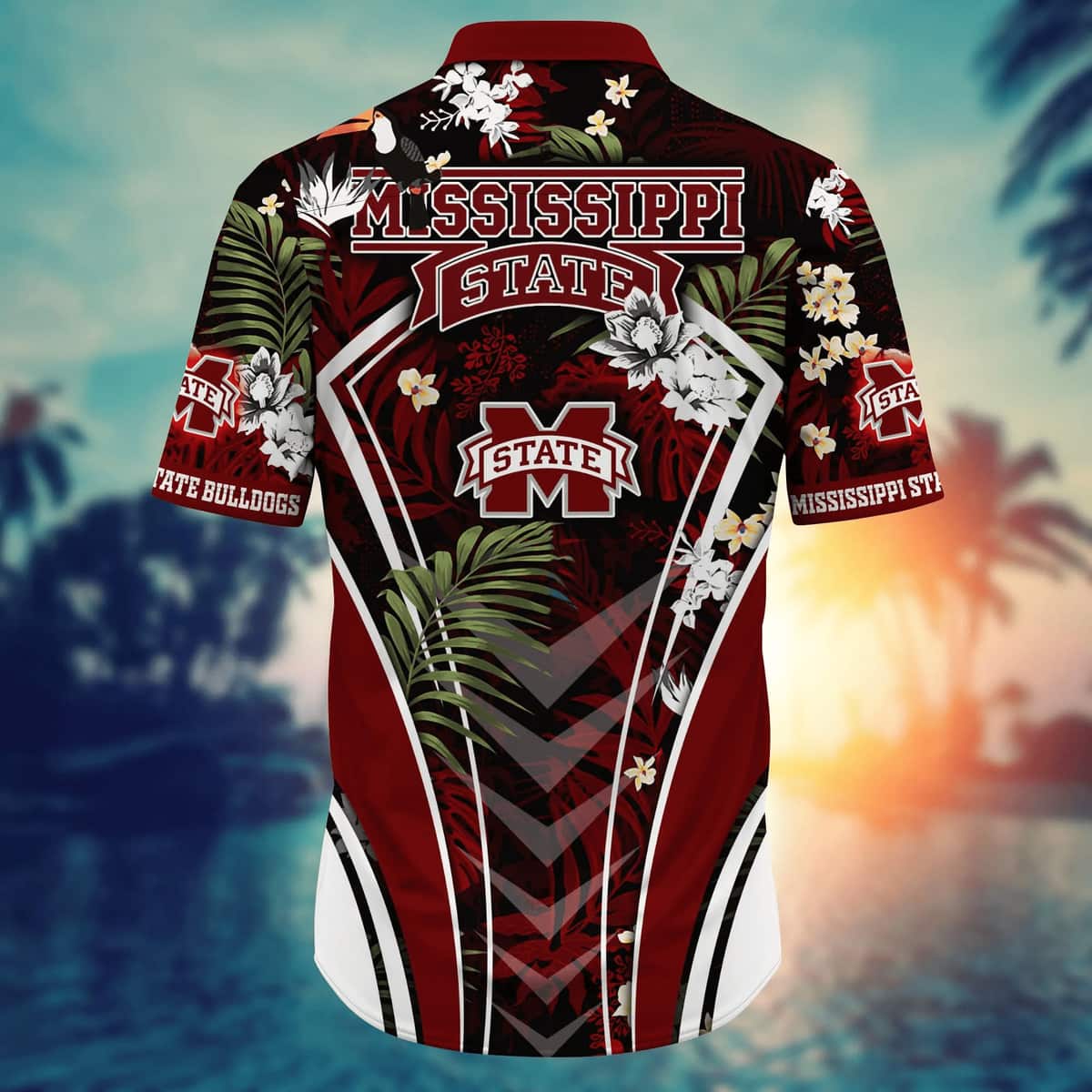 NCAA Mississippi State Bulldogs Hawaiian Shirt Palm Leaves Pattern Summer Vacation Gift NCAA Mississippi State Bulldogs Hawaiian Shirt Palm Leaves Pattern Summer Vacation Gift