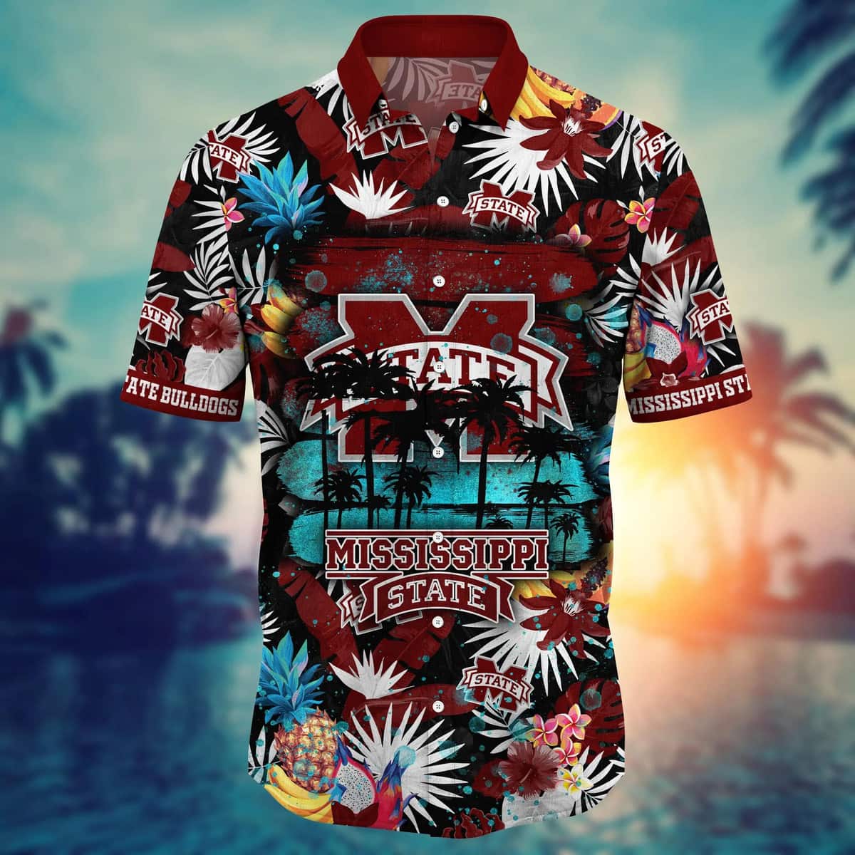 Aloha NCAA Mississippi State Bulldogs Hawaiian Shirt Tropical Fruit Pattern